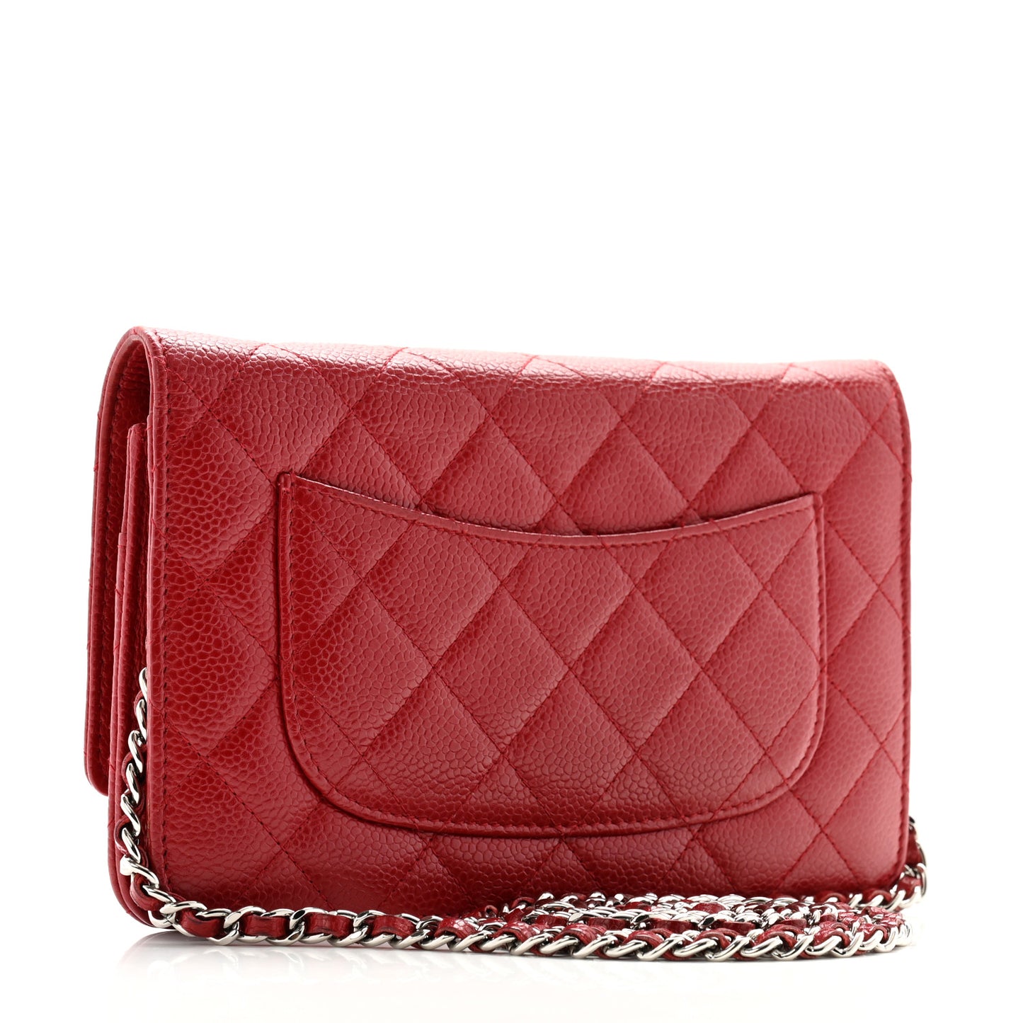 Caviar Quilted Wallet on Chain WOC Red