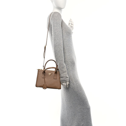 Prada Saffiano Mini Galleria Double Zip Tote Caramel 2 of 9