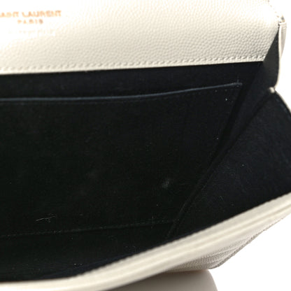 Saint Laurent Grain De Poudre Matelasse Chevron Monogram Envelope Clutch Blanc Vintage 11 of 12