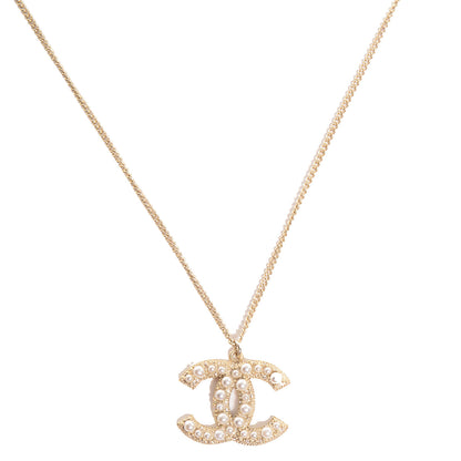Chanel Pearl CC Pendant Necklace Gold 1 of 6