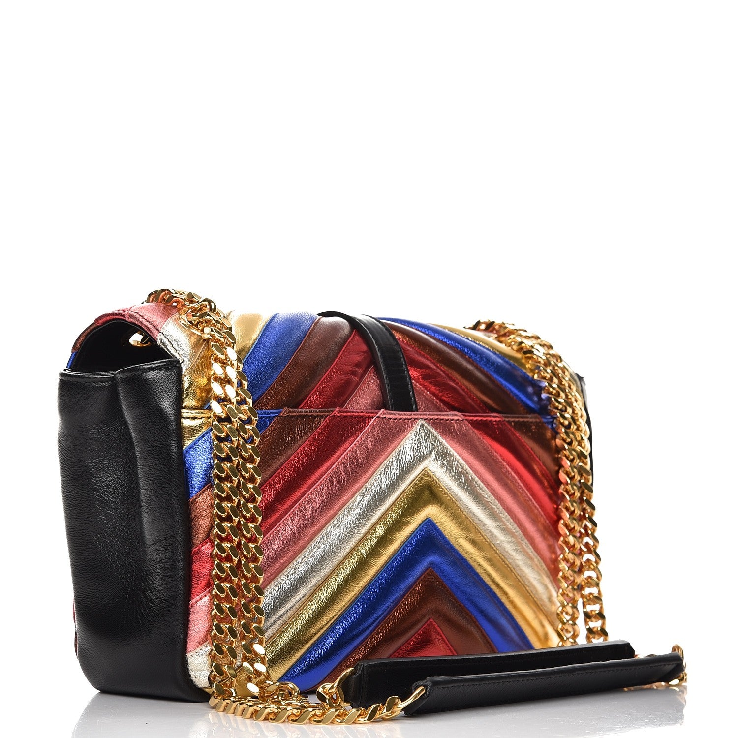 Saint Laurent Metallic Calfskin Matelasse Chevron Medium Monogram Satchel Multicolor 3 of 7