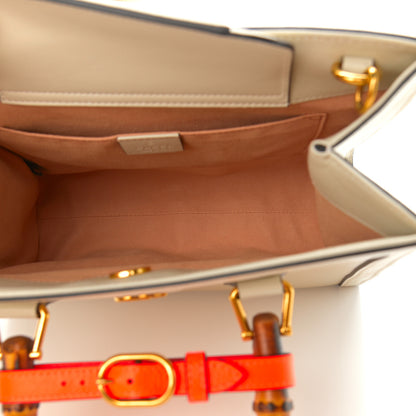 Gucci Wonka Grain Calfskin Small Diana Tote Bag Mystic White Orange Fluo 5 of 13