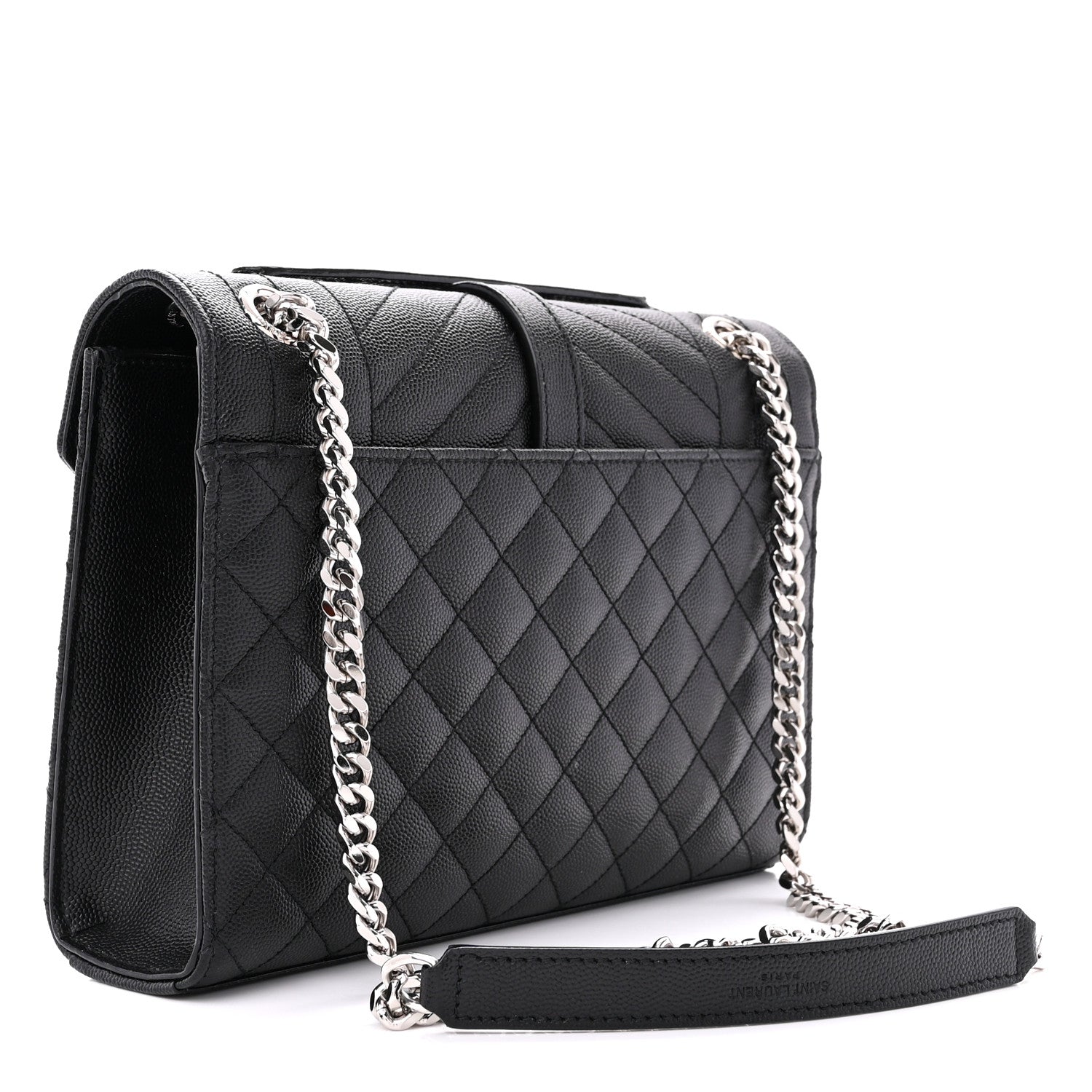 Saint Laurent SAINT LAURENT Grain De Poudre Textured Mixed Matelasse Triquilt Medium Monogram Satchel Black 3 of 14