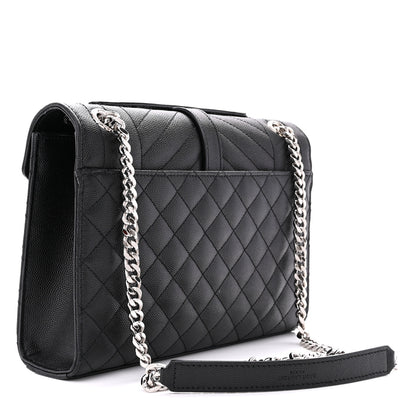 Saint Laurent SAINT LAURENT Grain De Poudre Textured Mixed Matelasse Triquilt Medium Monogram Satchel Black 3 of 14