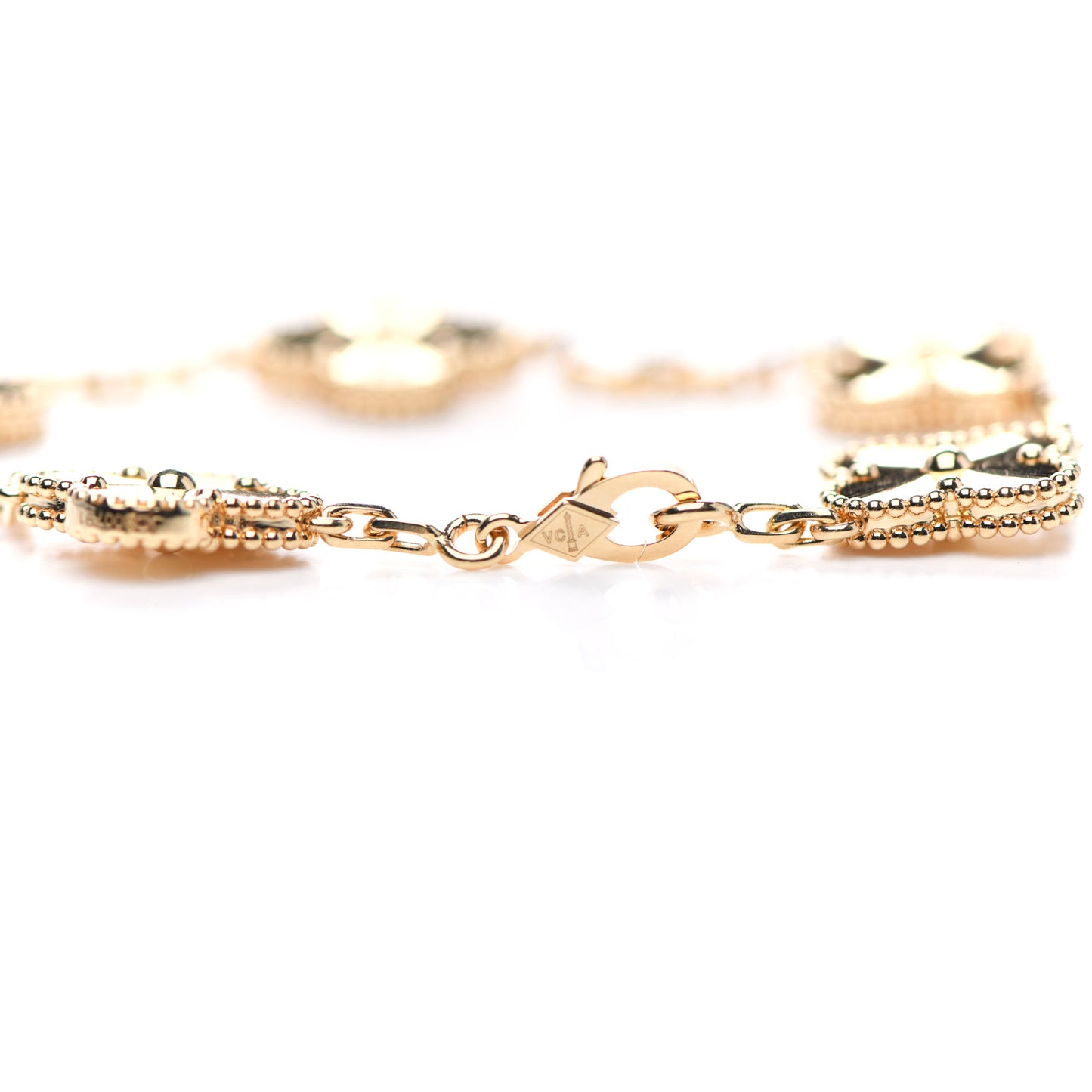 18K Yellow Gold 5 Motifs Guilloche Vintage Alhambra Bracelet