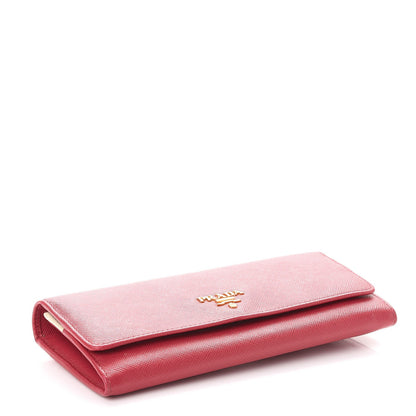 Prada Saffiano Metal Continental Flap Wallet Peonia Fuoco 4 of 10