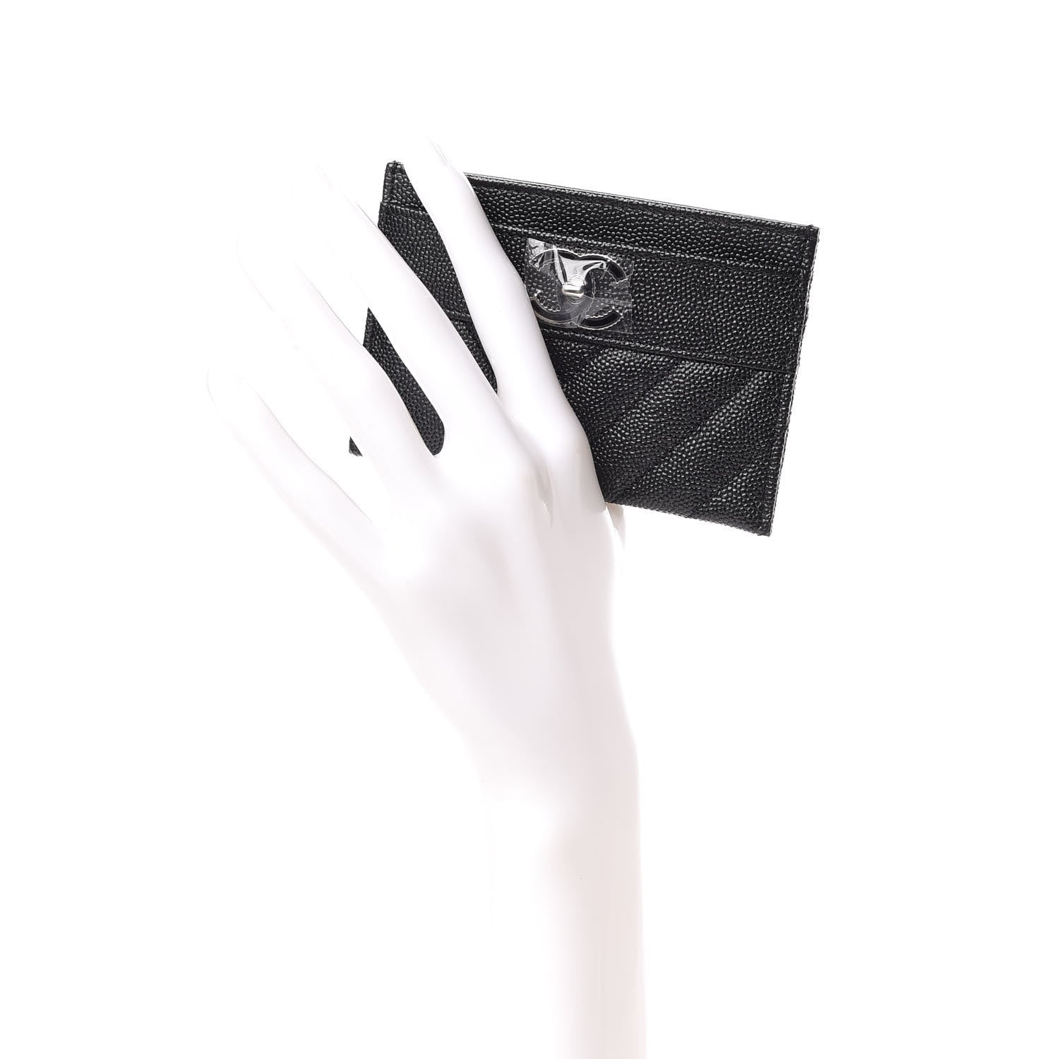 Chanel Caviar Chevron Quilted Vintage Mademoiselle Card Holder Black 2 of 10
