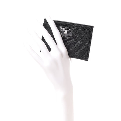 Chanel Caviar Chevron Quilted Vintage Mademoiselle Card Holder Black 2 of 10