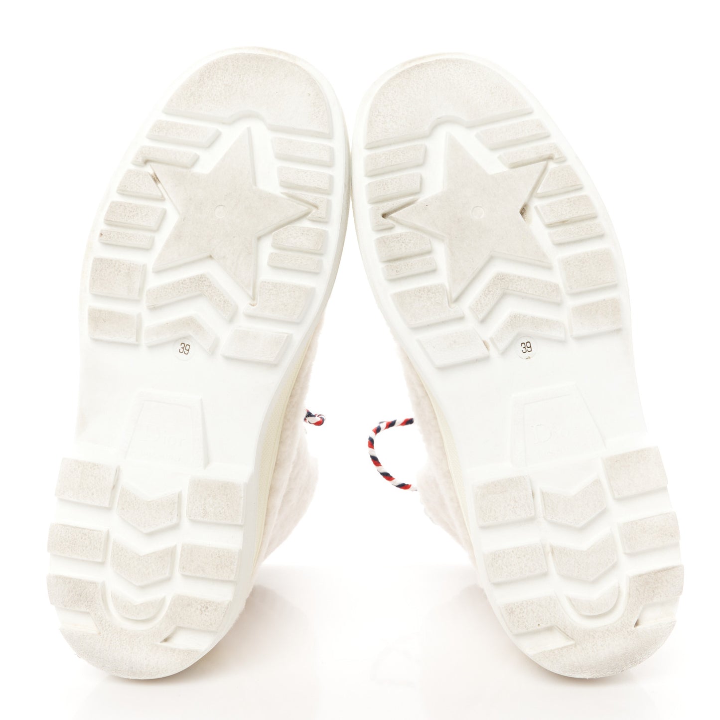 Calfskin Shearling Hike Ankle Boots 39 White