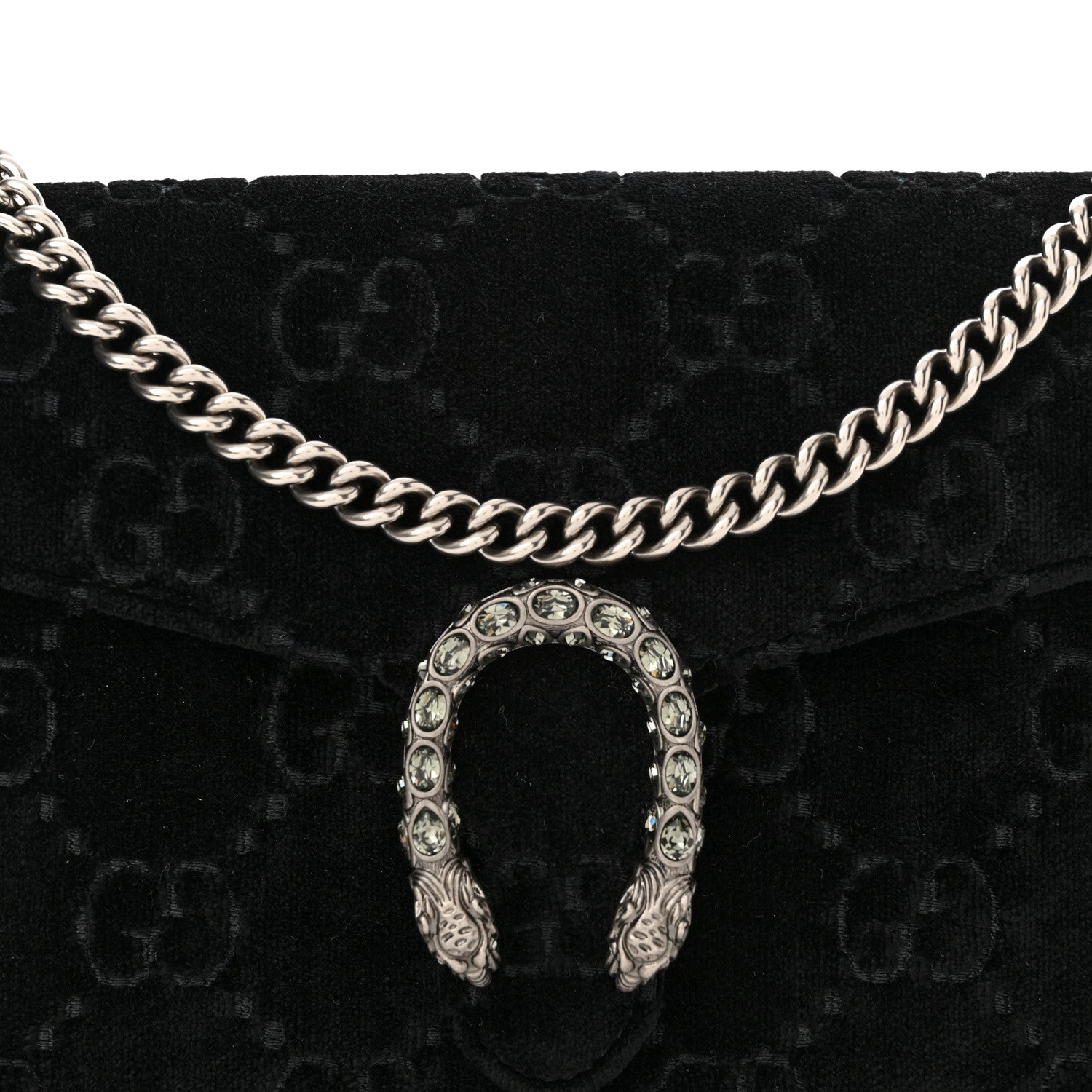 Gucci Velvet GG Monogram Mini Dionysus Chain Wallet Black 8 of 10