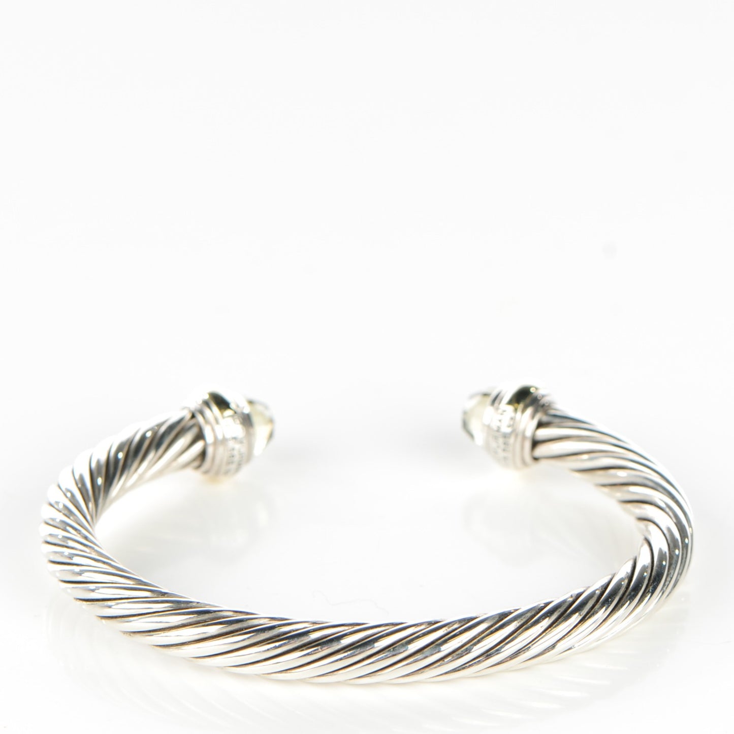 Sterling Silver 14K Yellow Gold Lemon Citrine 7mm Cable Classics Bracelet