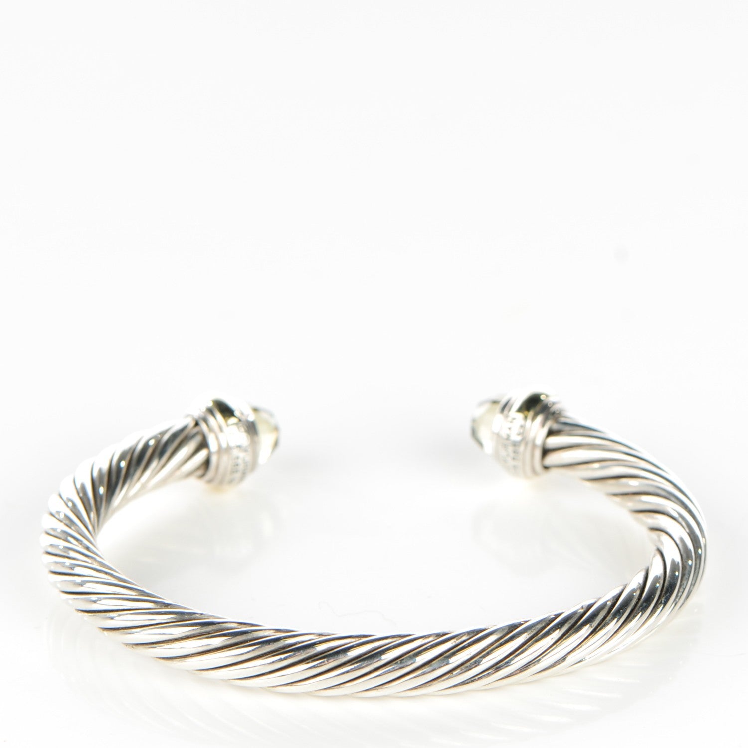 David Yurman Sterling Silver 14K Yellow Gold Lemon Citrine 7mm Cable Classics Bracelet 2 of 6