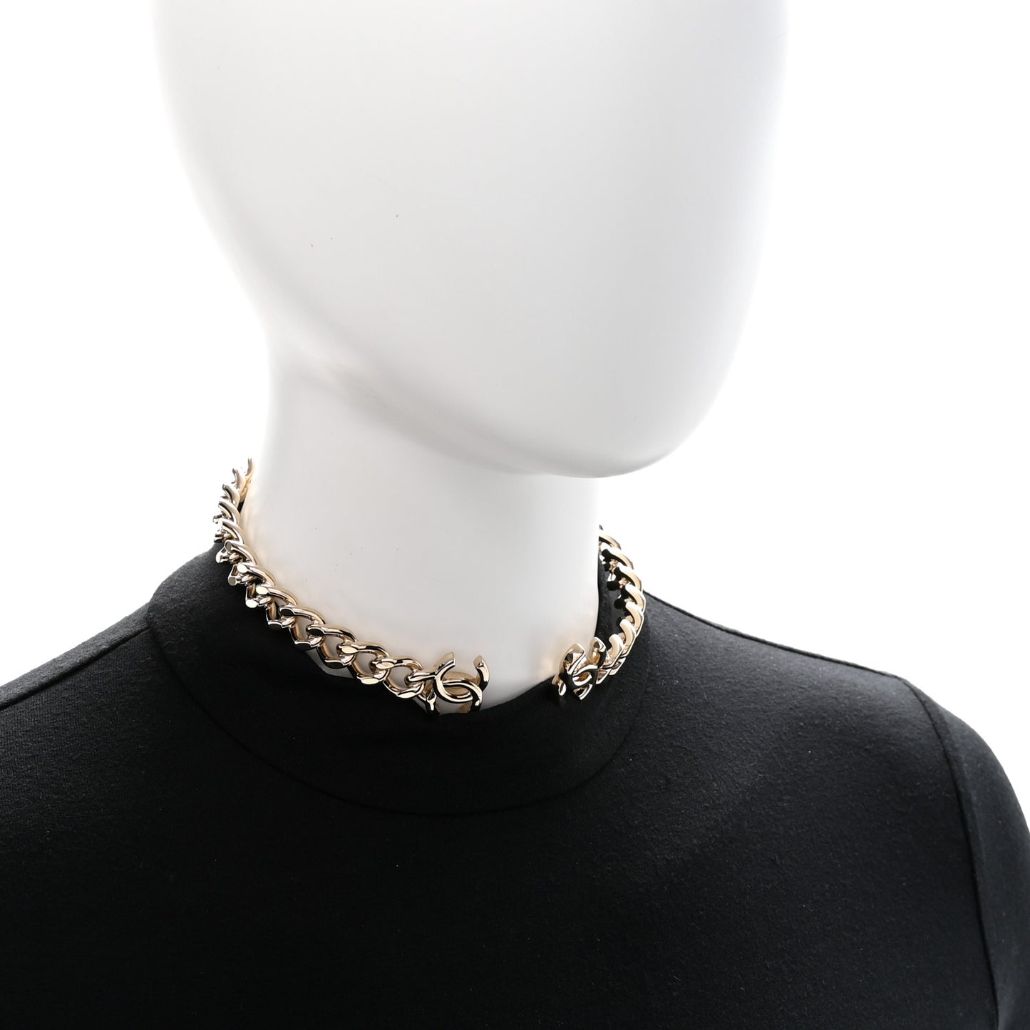 Metal CC Chain Link Choker Necklace L Gold