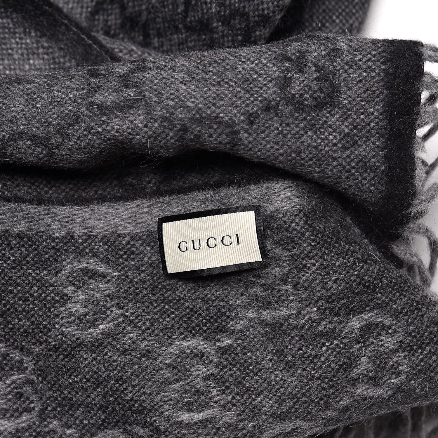 Gucci Wool Angora Monogram Web New Nikky Scarf Lead Dark Green 4 of 5