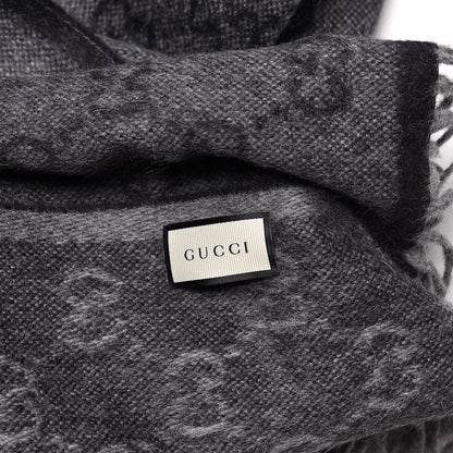 Gucci Wool Angora Monogram Web New Nikky Scarf Lead Dark Green 4 of 5