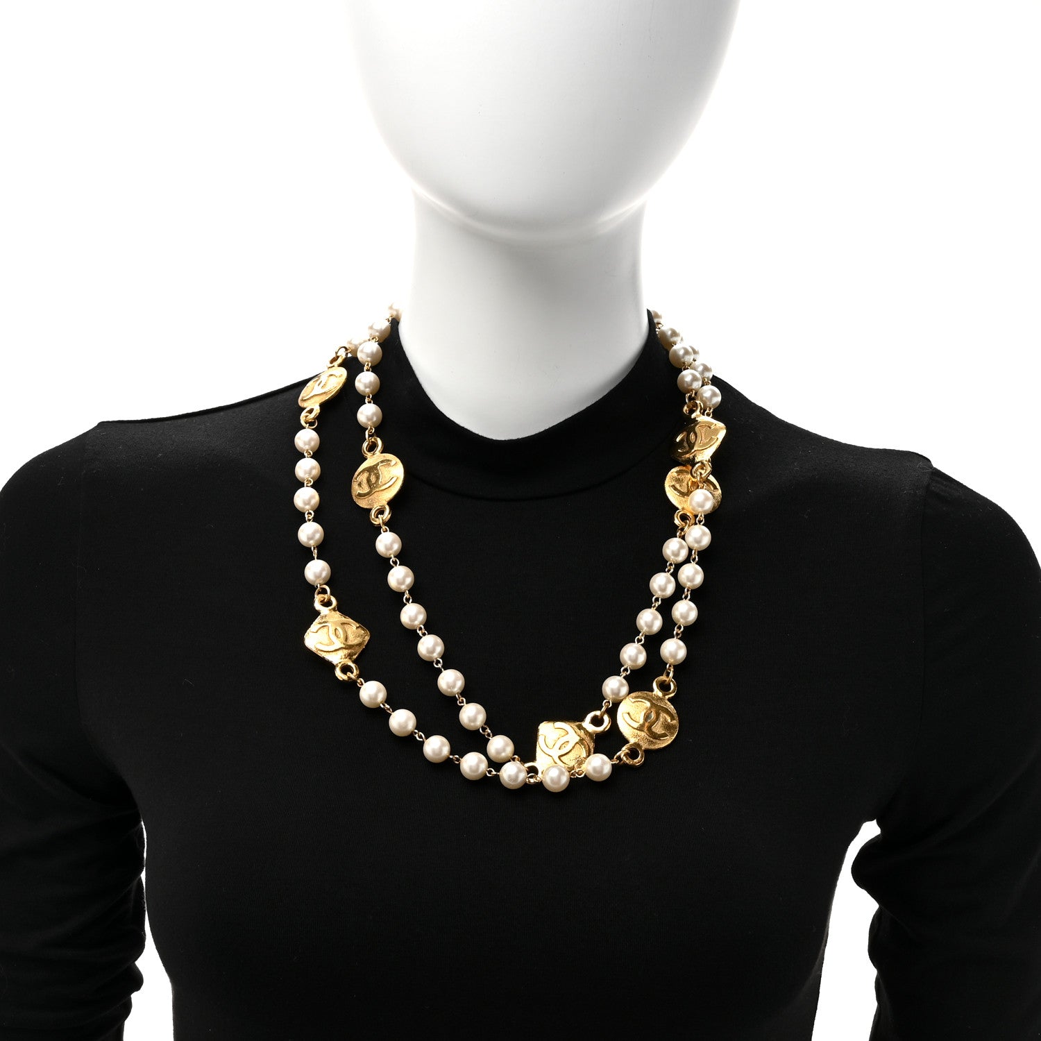 Chanel Pearl CC Long Necklace Gold 2 of 4
