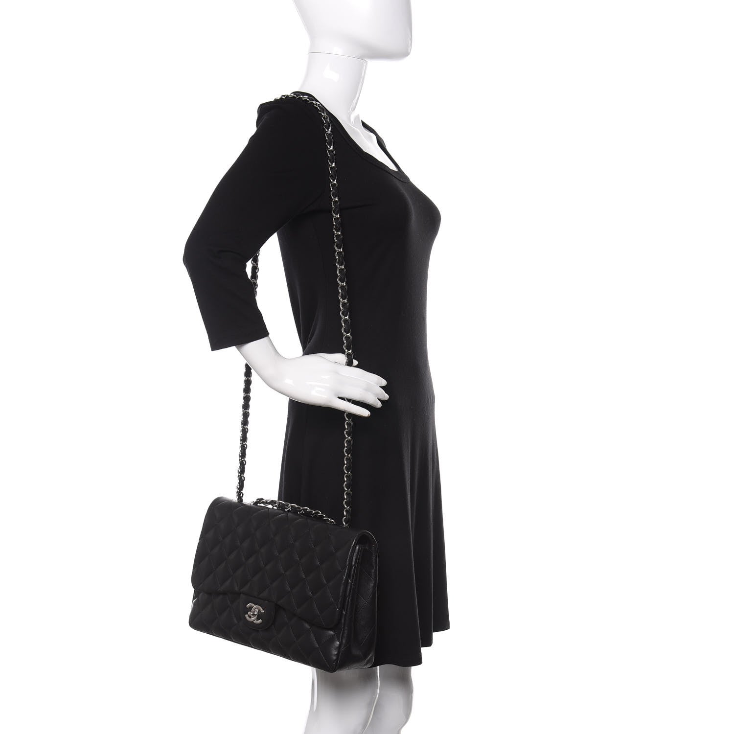 Chanel Lambskin Quilted Jumbo Single Flap Black 3 of 12
