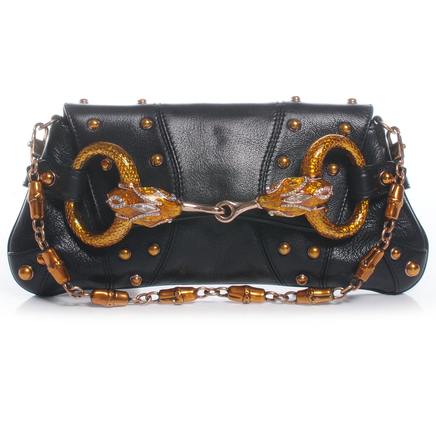 Gucci Leather Limited Edition Tom Ford Snake Horsebit Clutch Black 1 of 7
