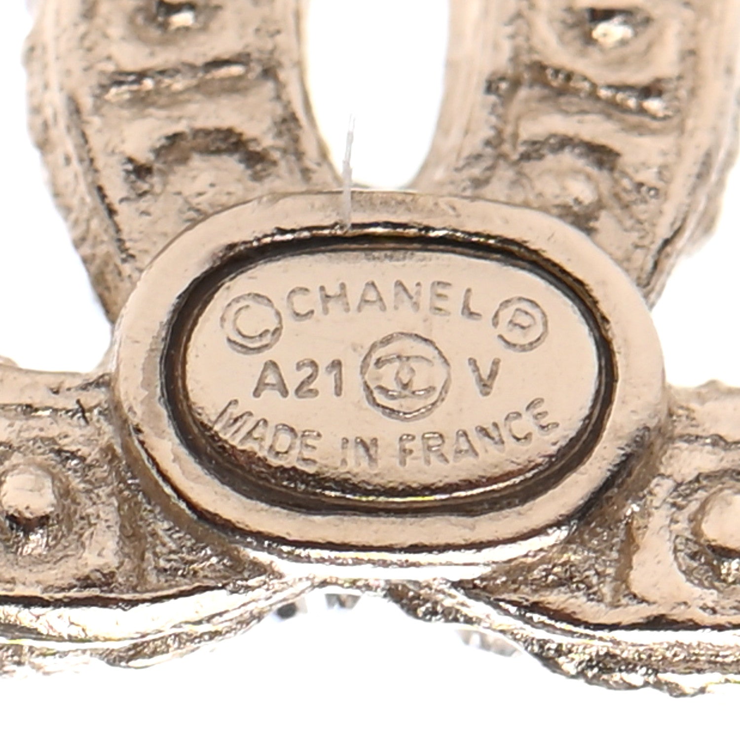 Chanel Pearl Crystal CC Earrings Light Gold 4 of 4