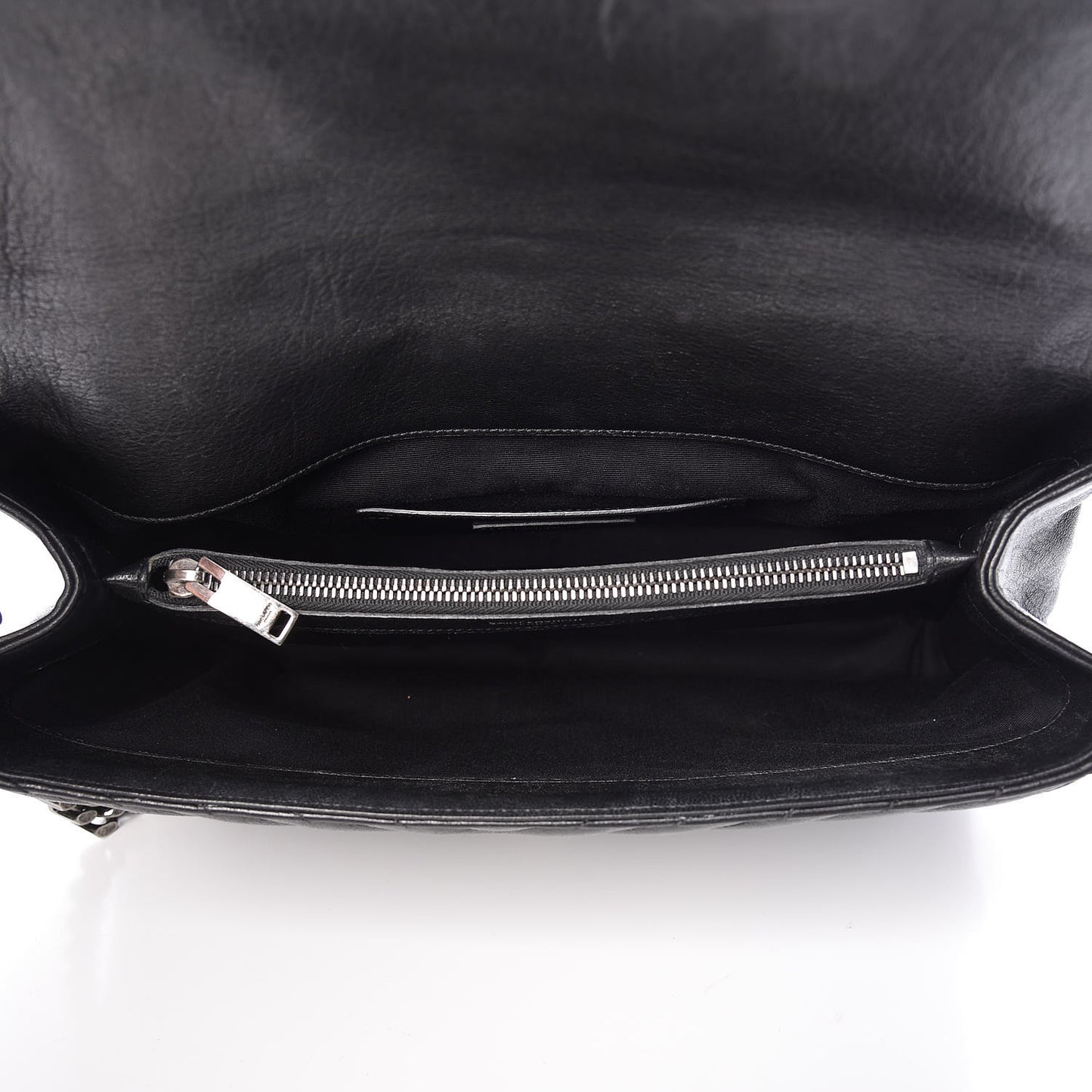 Sheepskin Matelasse Chevron Monogram Large College Satchel Black