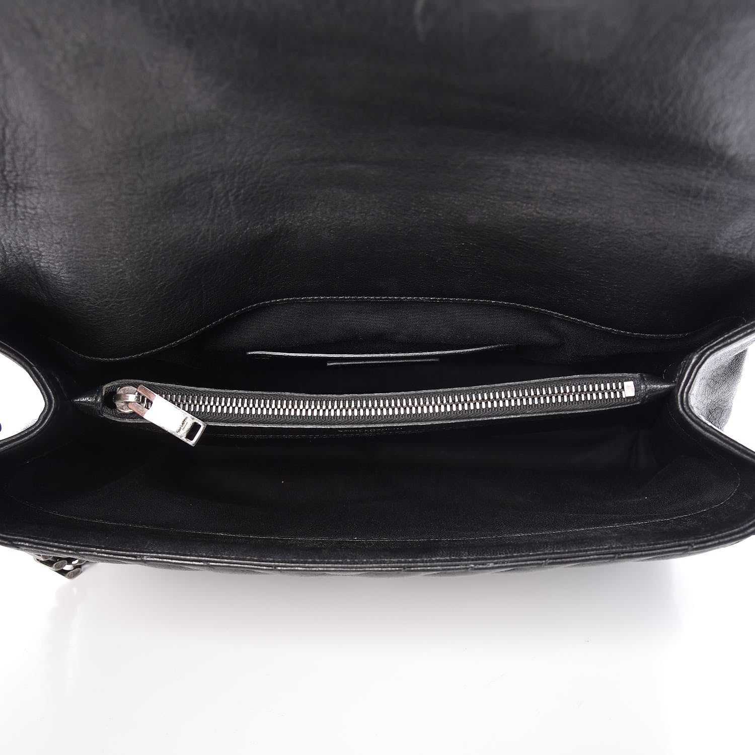 Saint Laurent Sheepskin Matelasse Chevron Monogram Large College Satchel Black 5 of 12