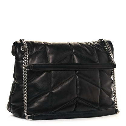 Saint Laurent Lambskin Quilted Medium Loulou Puffer Monogram Chain Satchel Black 3 of 13