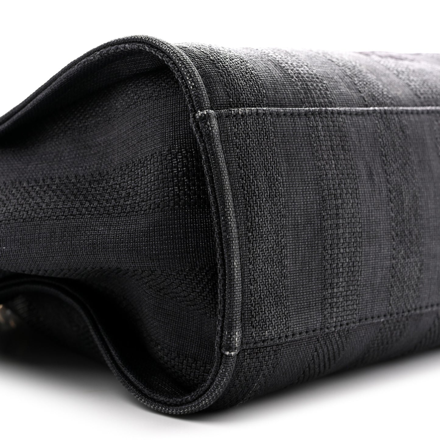 Mixed Fibers Calfskin Striped Large Deauville Tote Black
