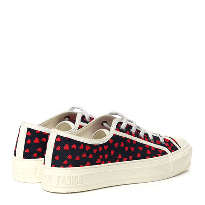 Christian Dior Cotton Heart Embroidered Walk'N'Dior Low Top Sneakers 36 Blue Red 4 of 8