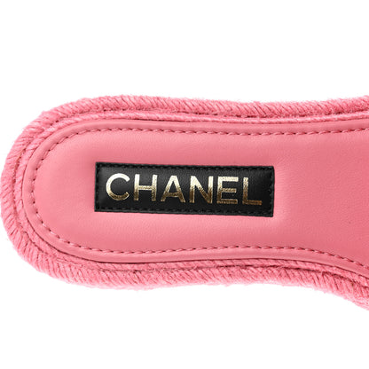 Chanel Lambskin Espadrille Mule Sandals 38 Pink 7 of 8