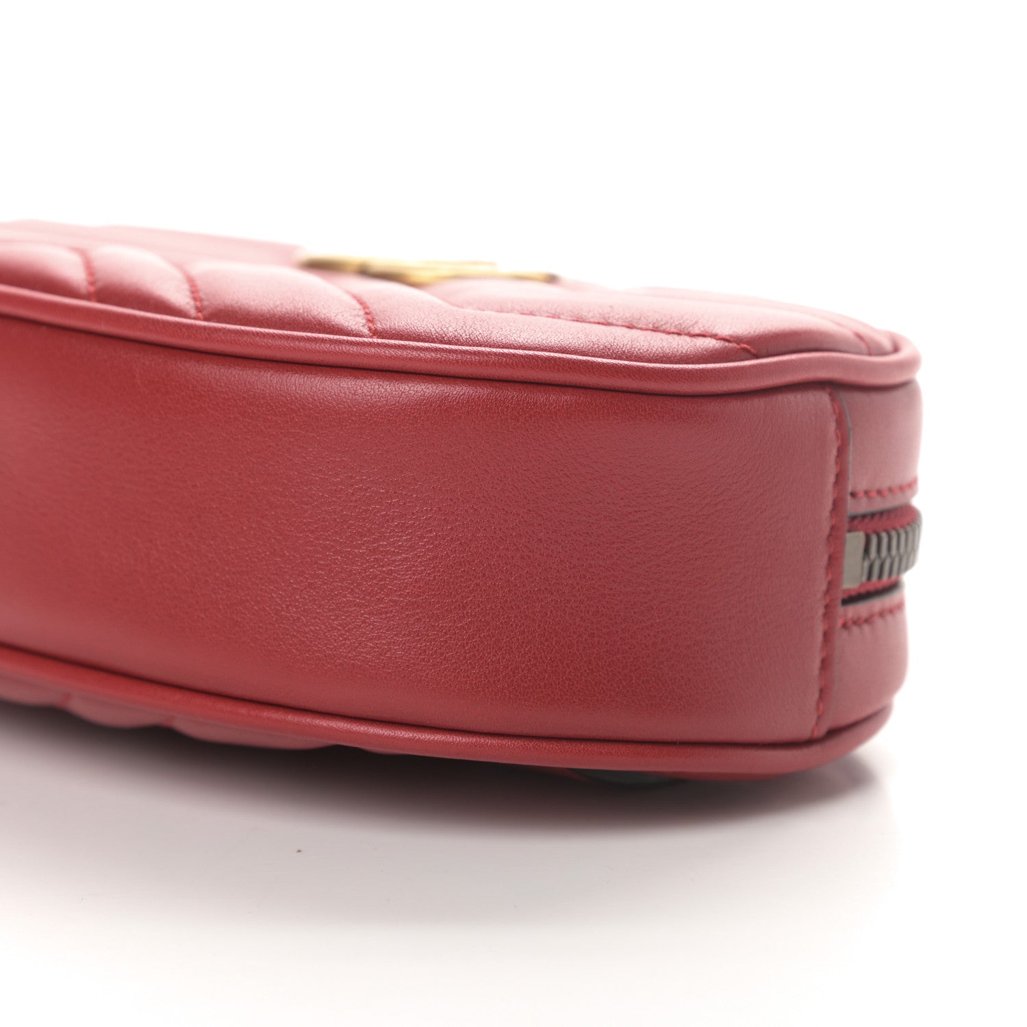 Gucci Calfskin Matelasse GG Marmont Belt Bag 95 38 Hibiscus Red 11 of 12