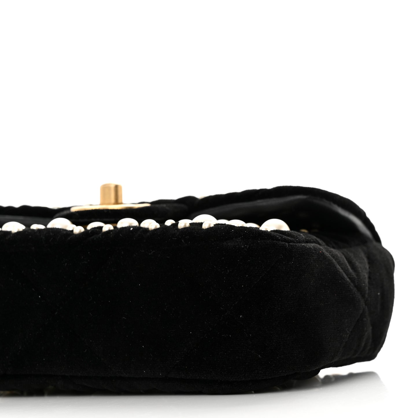 Velvet Pearl Mini Flap Bag Black