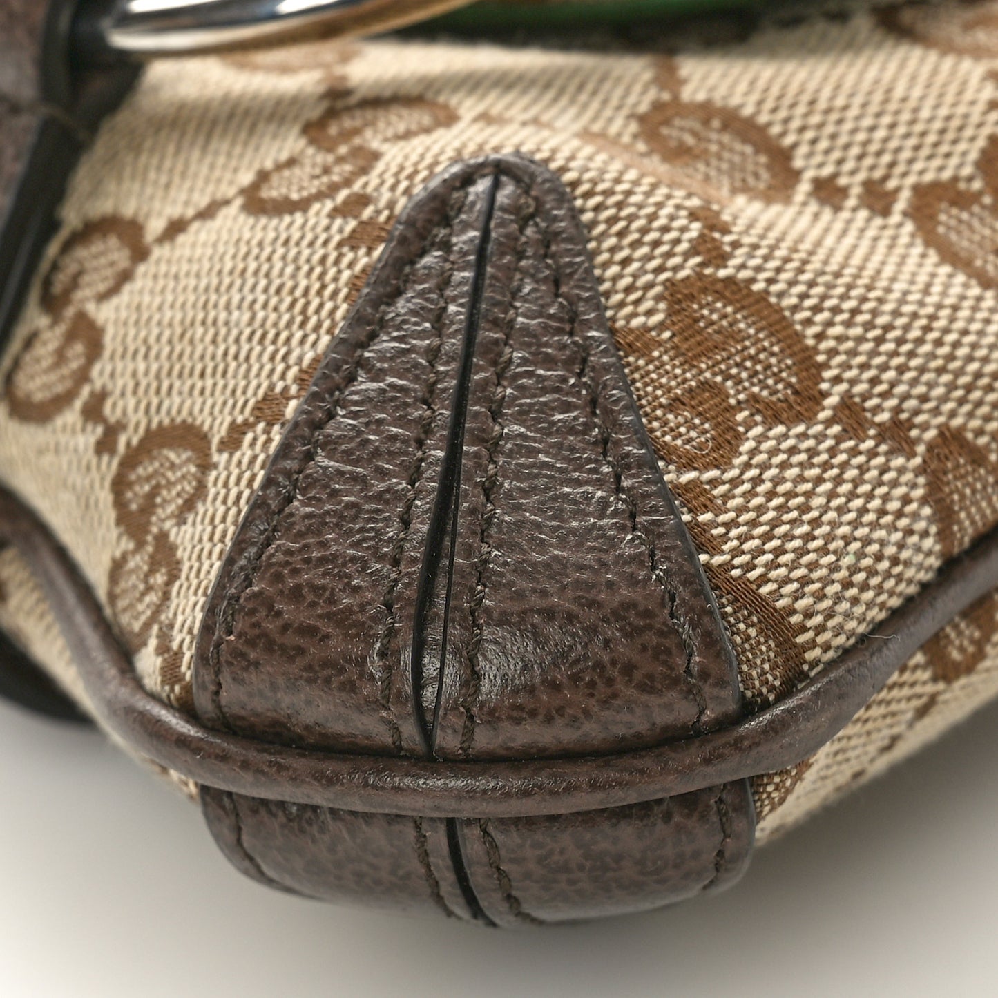 Monogram Textured Dollar Calfskin Heavy Grosgrain Web Small Maxi Horsebit Chain Shoulder Bag Beige Ebony New Acero
