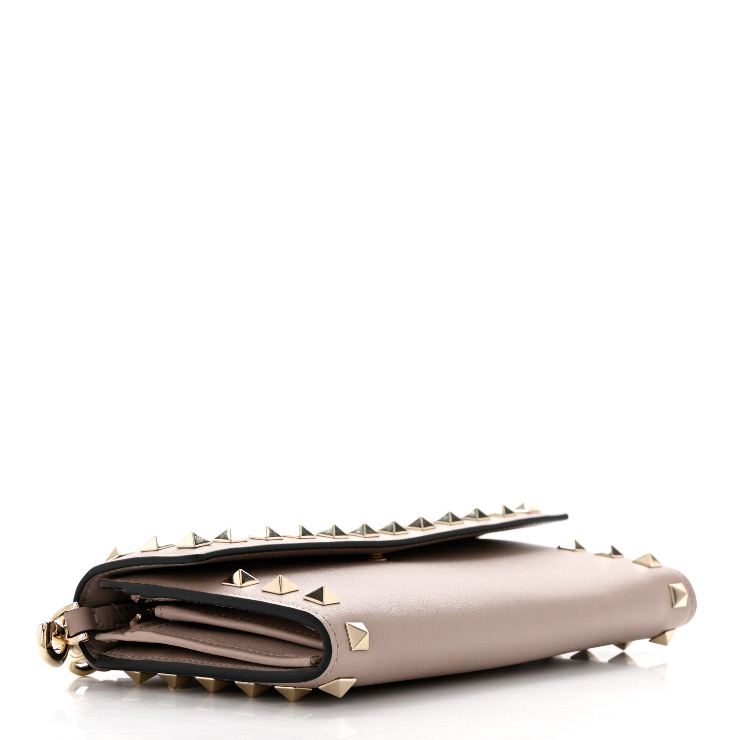 Valentino Garavani Calfskin Rockstud Wristlet Travel Wallet Poudre 4 of 9