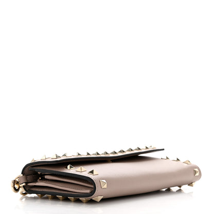 Valentino Garavani Calfskin Rockstud Wristlet Travel Wallet Poudre 4 of 9