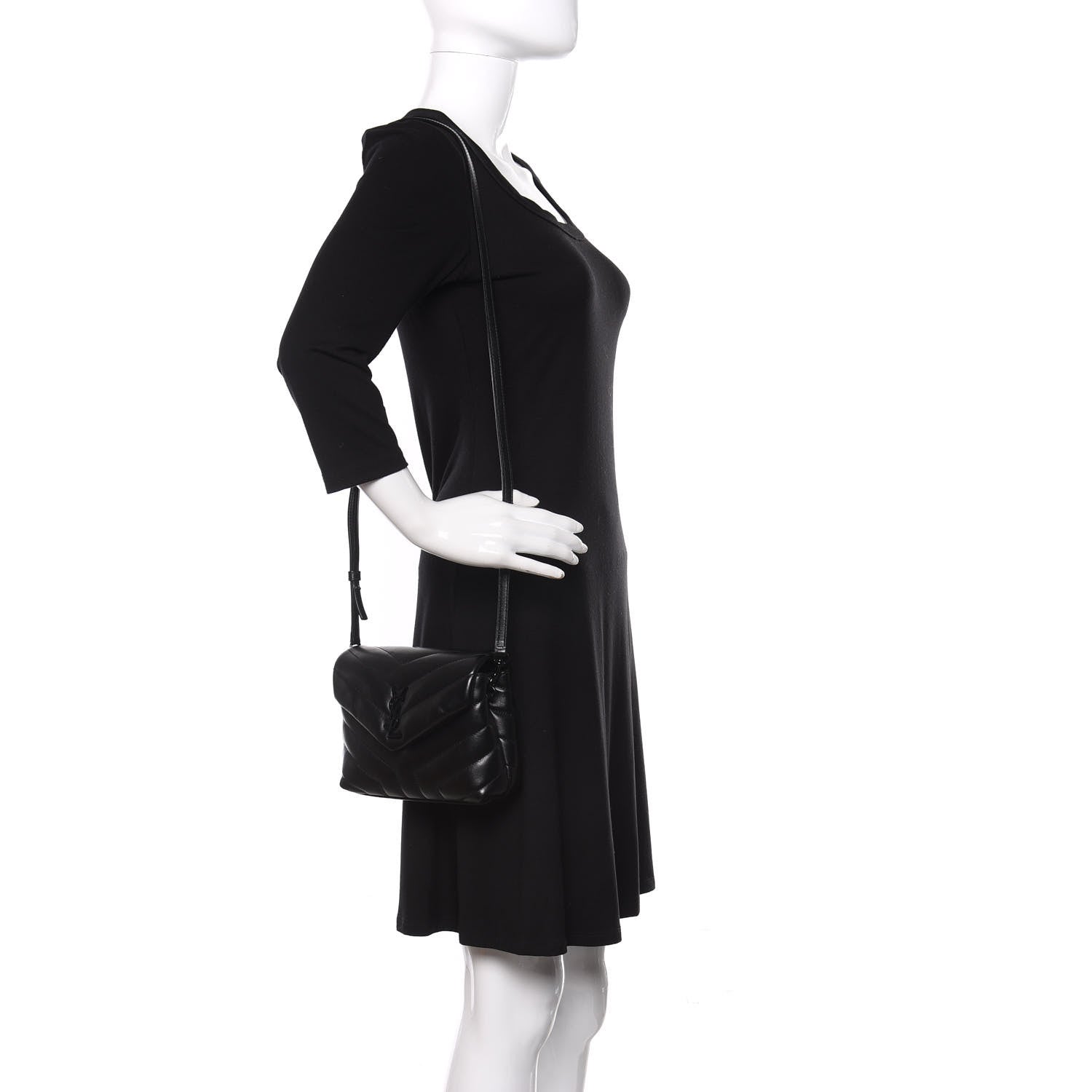 Saint Laurent Calfskin Y Quilted Monogram Toy Loulou Crossbody Bag Black 2 of 10