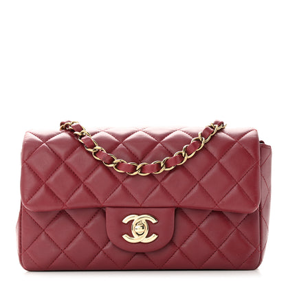 Chanel Lambskin Quilted Mini Rectangular Flap Burgundy 1 of 12