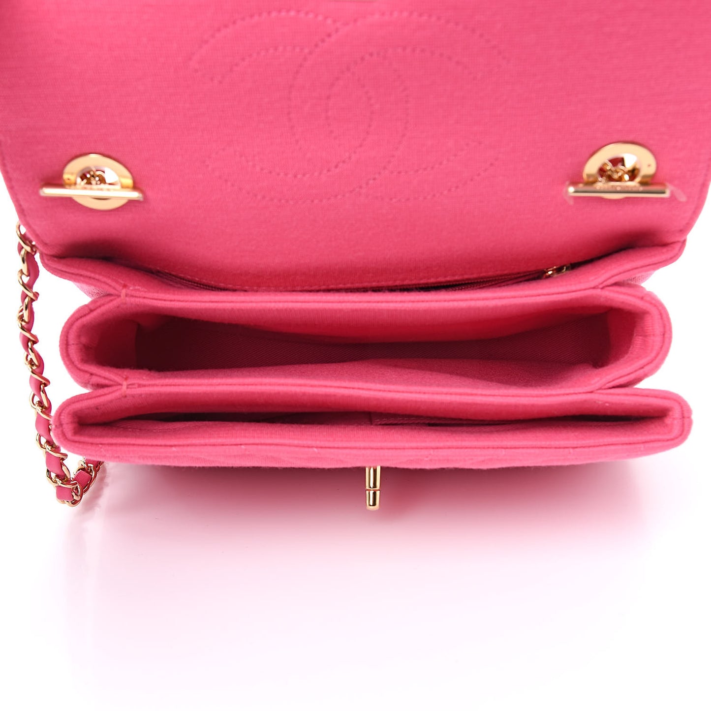 Jersey Chevron Quilted Small Trendy CC Dual Handle Flap Bag Pink