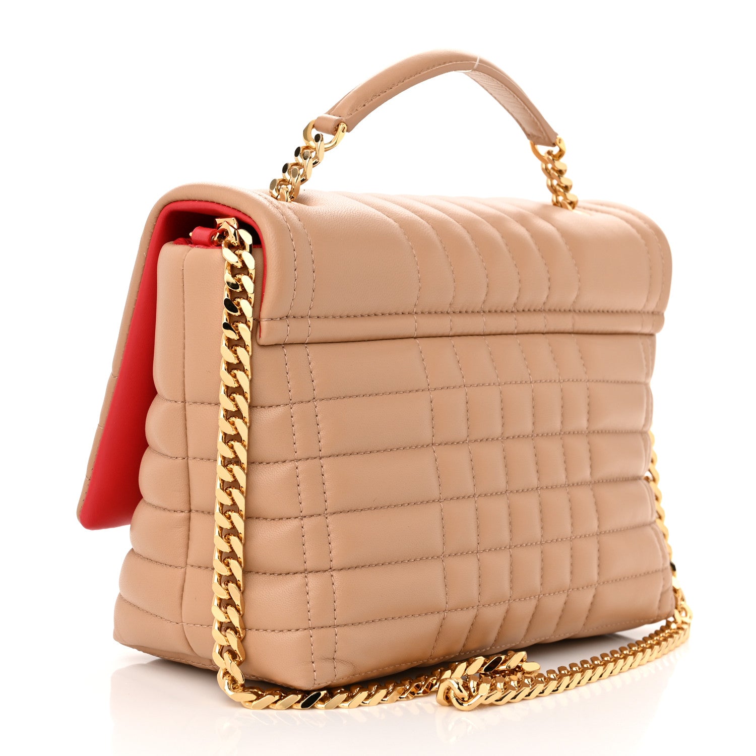 Burberry Lambskin Quilted Lola Small Satchel Cool Beige 3 of 12