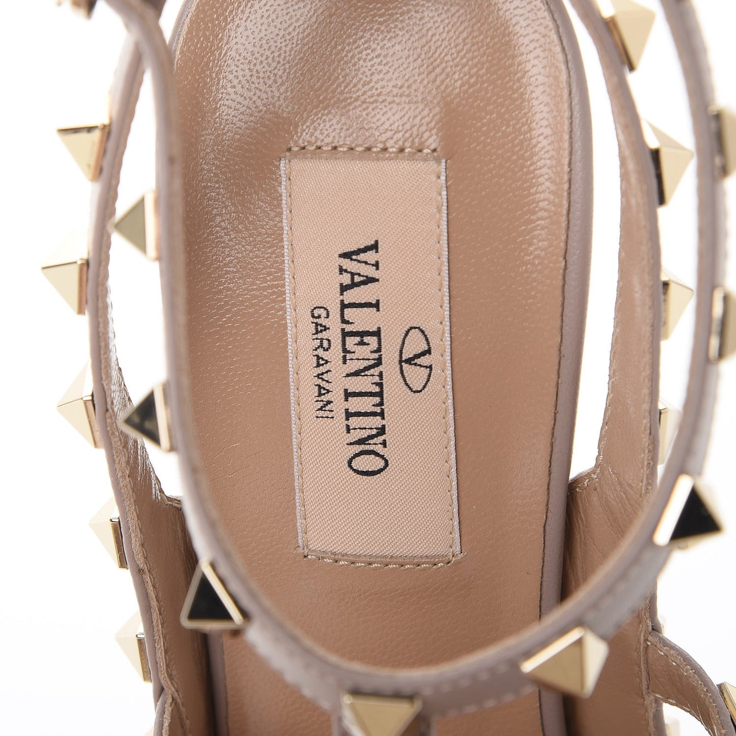 Patent Nappa Rockstud Ankle Strap 100mm Pumps 38 Poudre