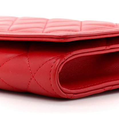 Chanel Lambskin Quilted Boy Wallet On Removable Chain WOC Red 12 of 15