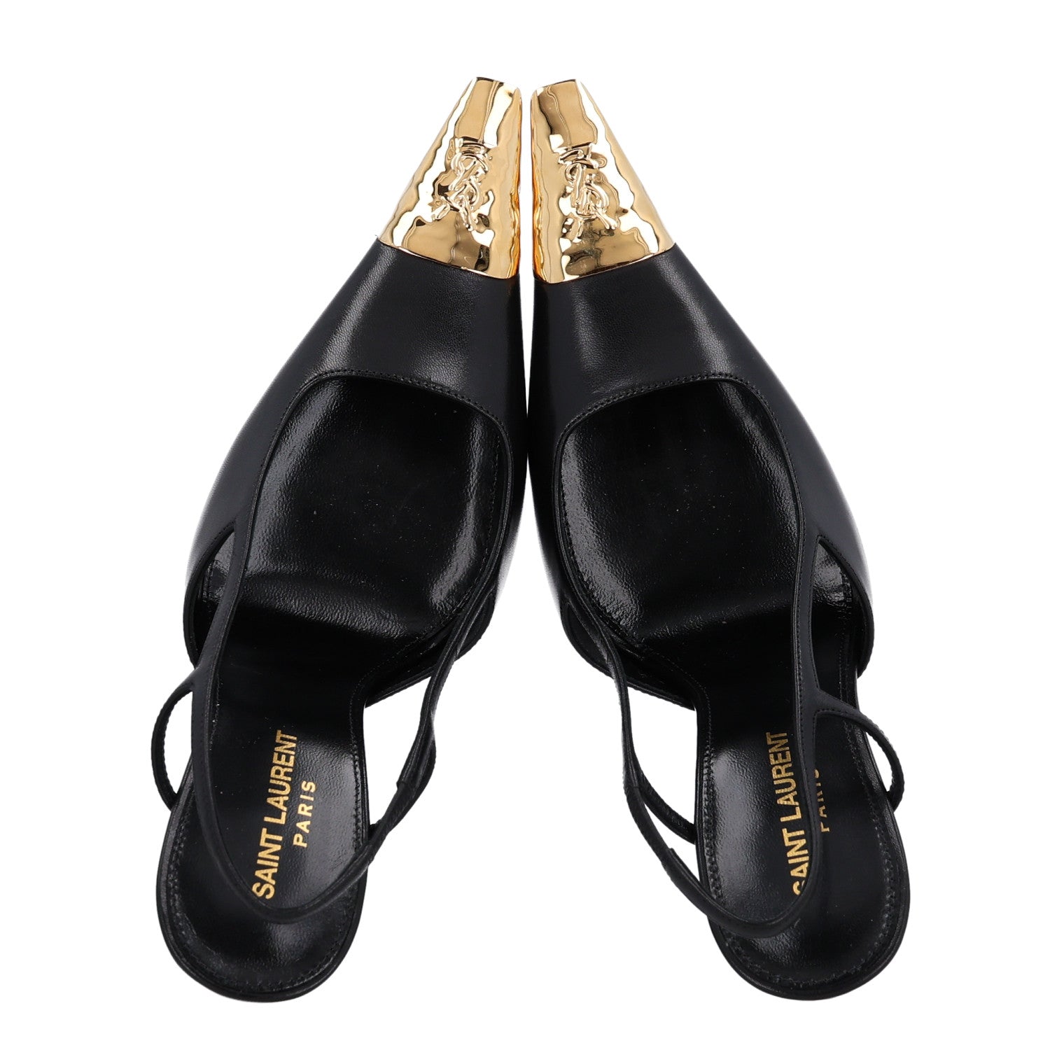 Saint Laurent Smooth Calfskin Jeanne 110 Slingback Pumps 38 Black 2 of 11