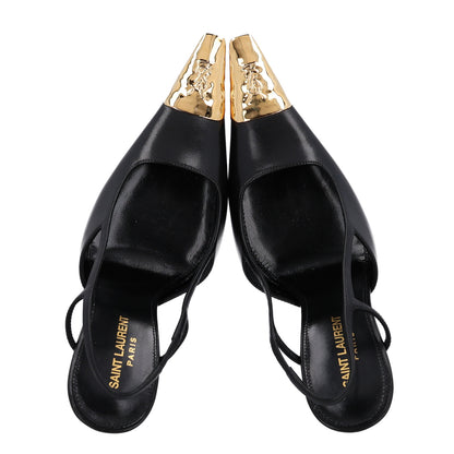 Saint Laurent Smooth Calfskin Jeanne 110 Slingback Pumps 38 Black 2 of 11