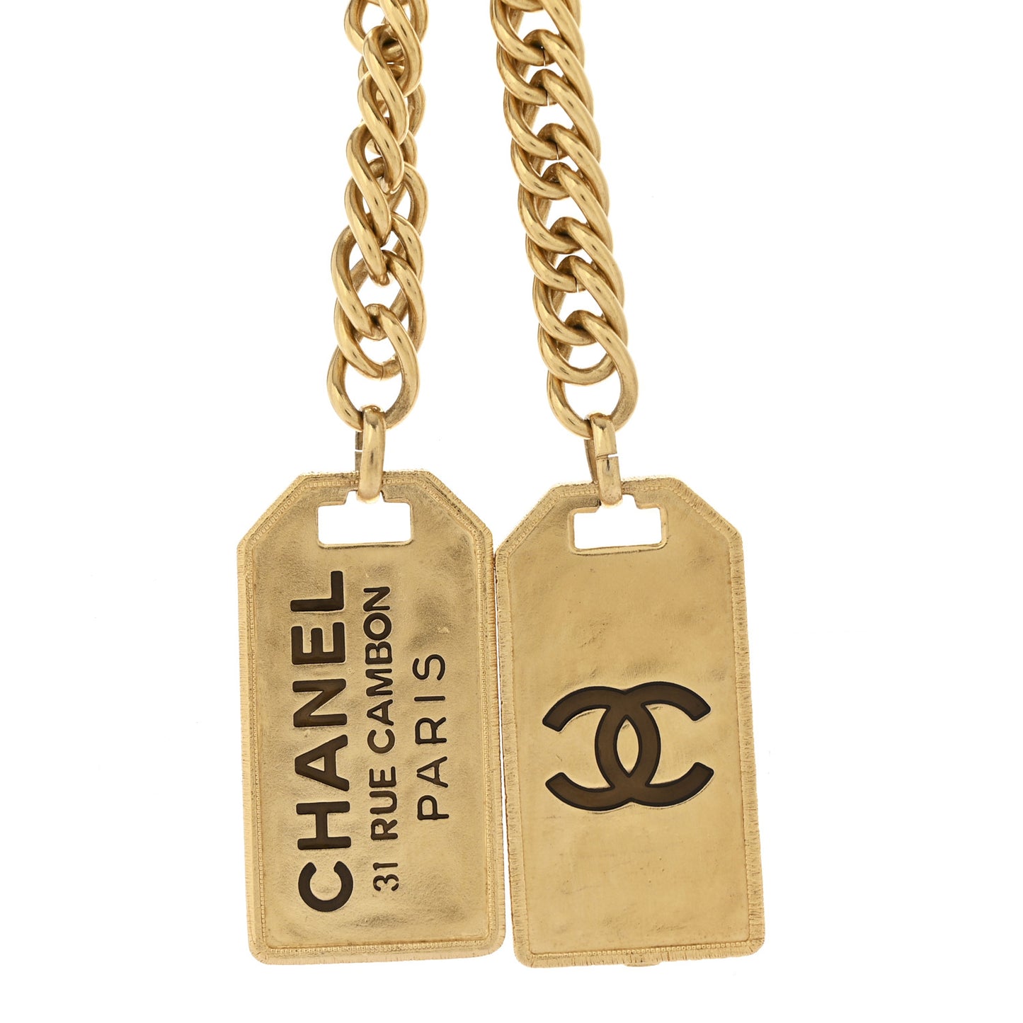 Metal ID Dog Tag Charm Necklace Gold
