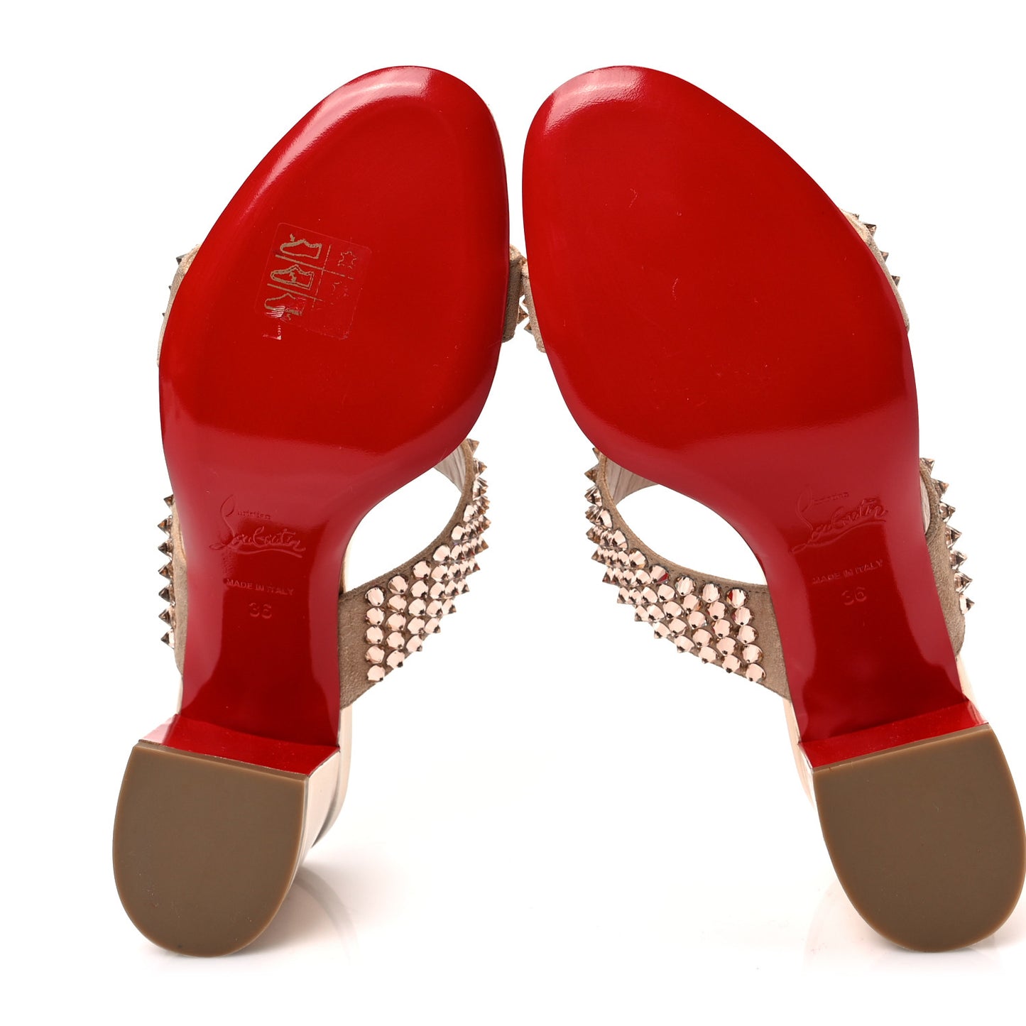 Suede Specchio Spikes Krystal Fever Version 85 Slide Sandals 36 Gold