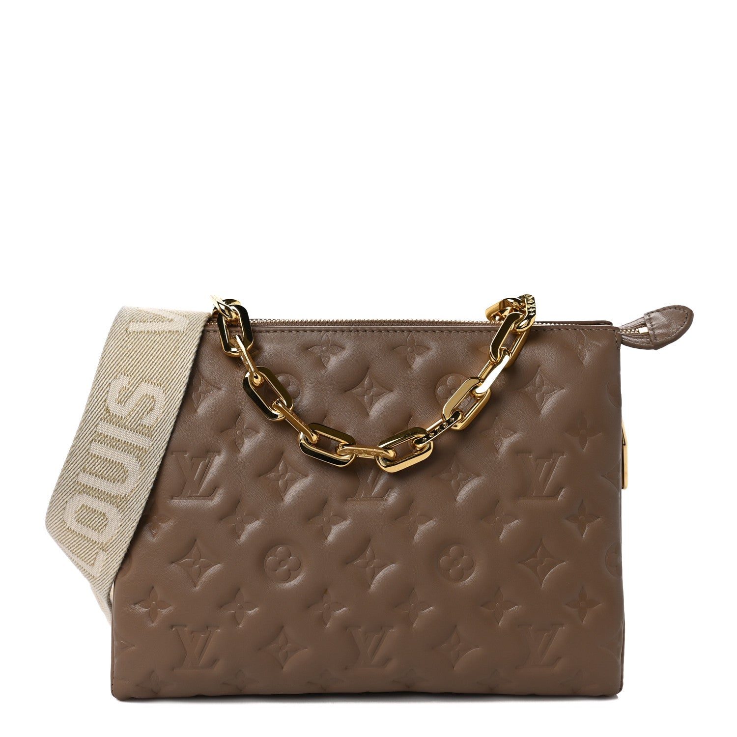 Louis Vuitton Lambskin Embossed Monogram Coussin PM Taupe 1 of 8
