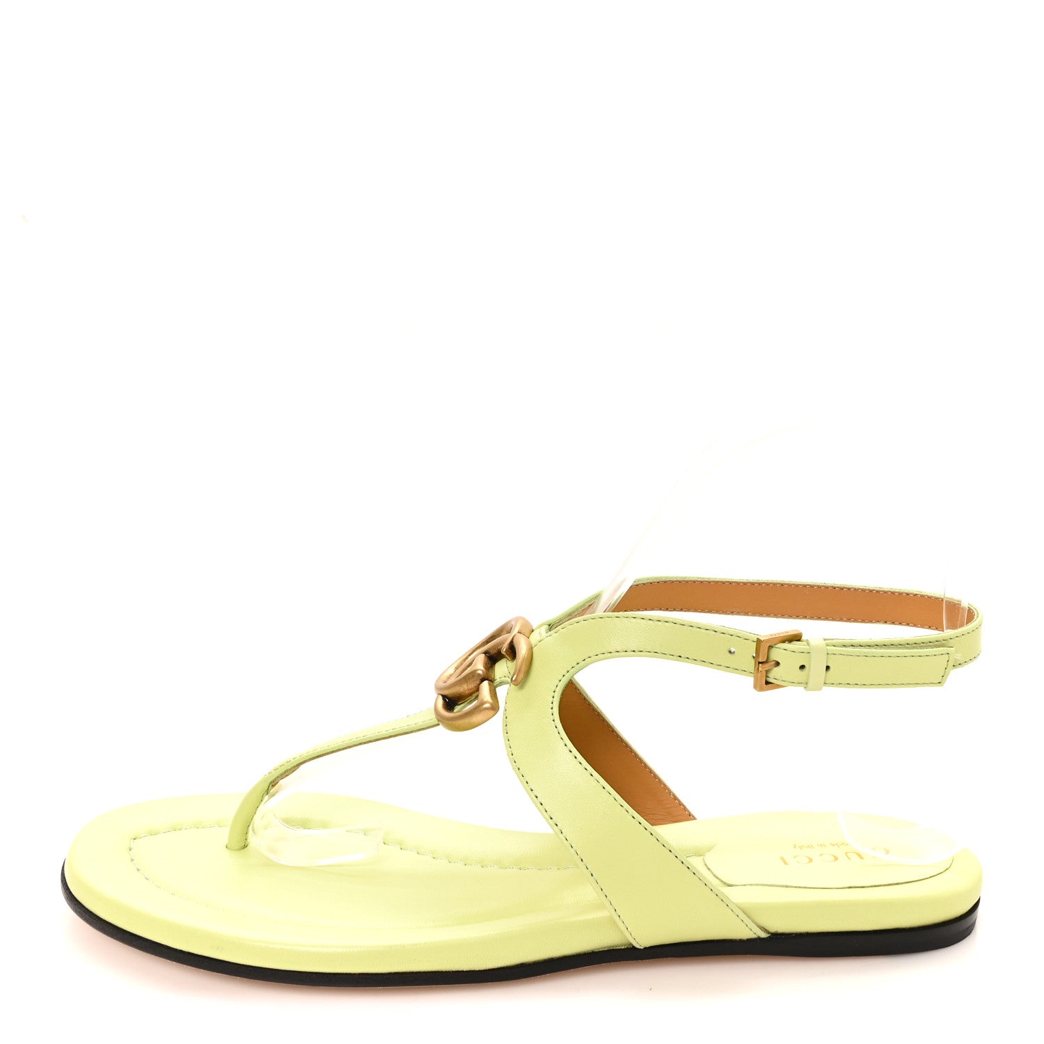 Gucci Calfskin Double G Thong Flat Sandals 36.5 Pistachio Green 1 of 9