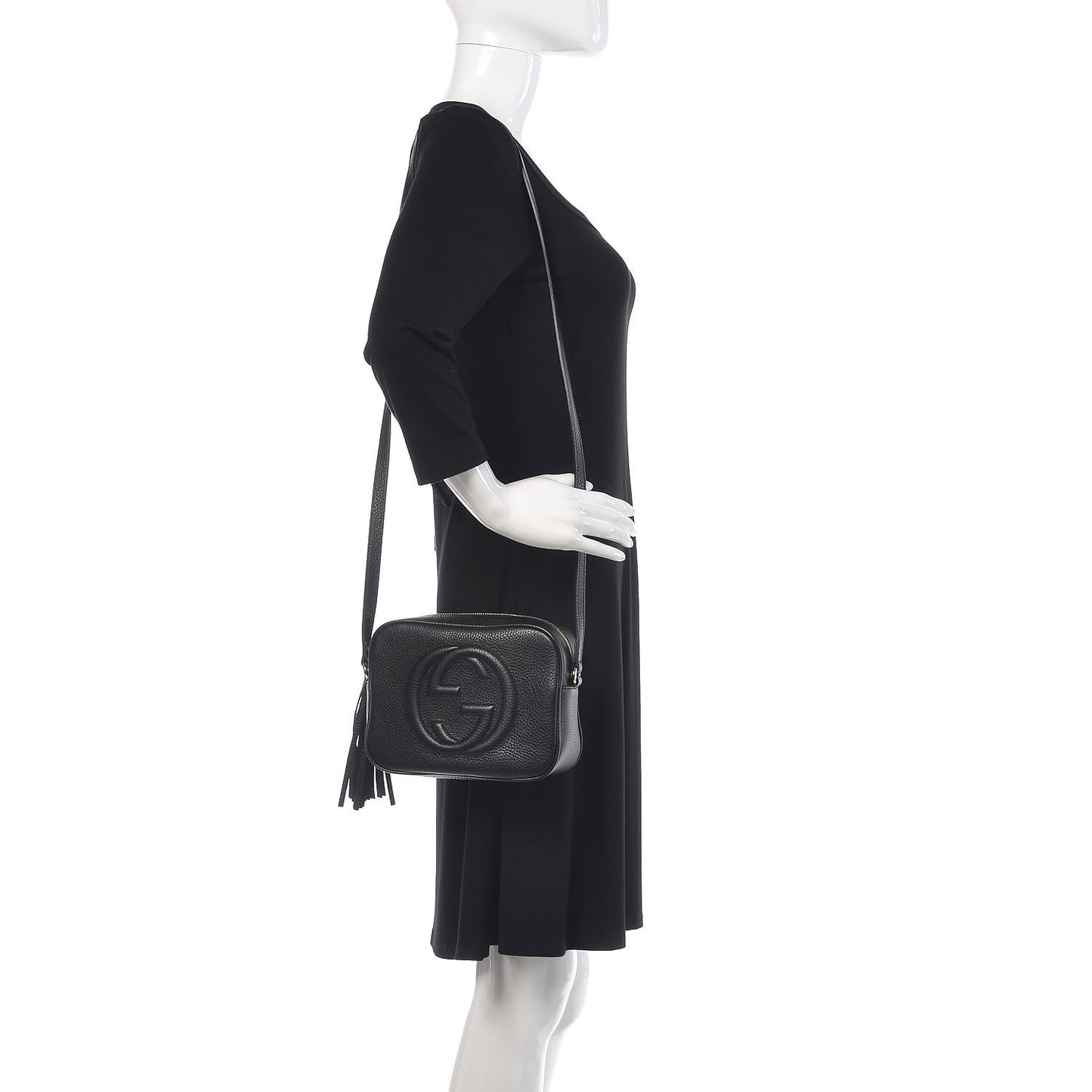 Pebbled Calfskin Small Soho Disco Bag Black