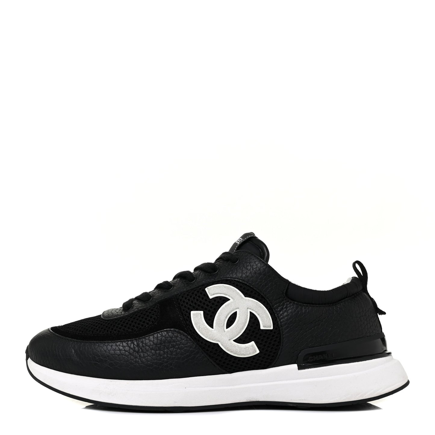 Calfskin Mesh Suede Mens CC Sneakers 43 Black White
