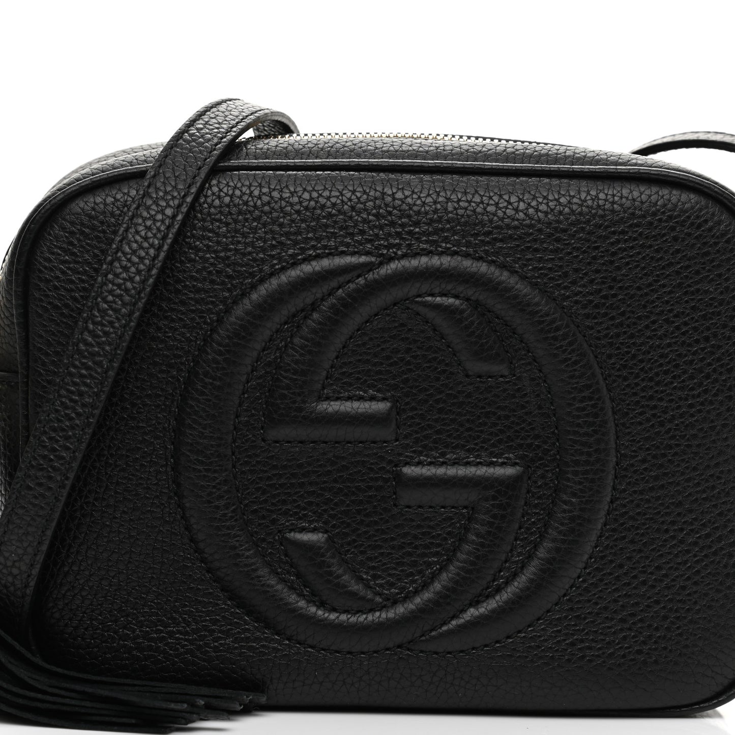 Pebbled Calfskin Small Soho Disco Bag Black