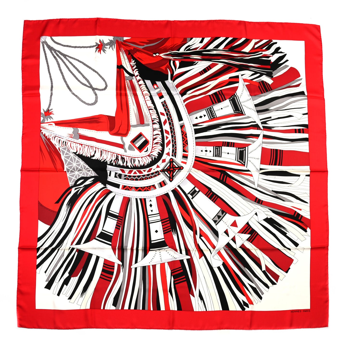 Silk Cuirs Du Desert II Shawl 140 Rouge White Black